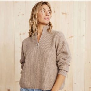 Jenni Kayne Cashmere zip sweater size large color: oatmeal/ beige